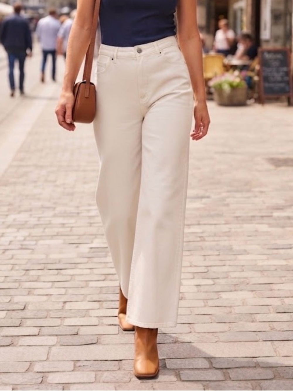 Everlane Slim Palazzo Wide Leg Jeans White Size 31 Long High Rise
